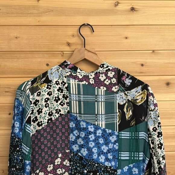 Monsoon Size 8 Bette Patch Print Long Sleeve Button Front Shirt Dress - Picture 12 of 15